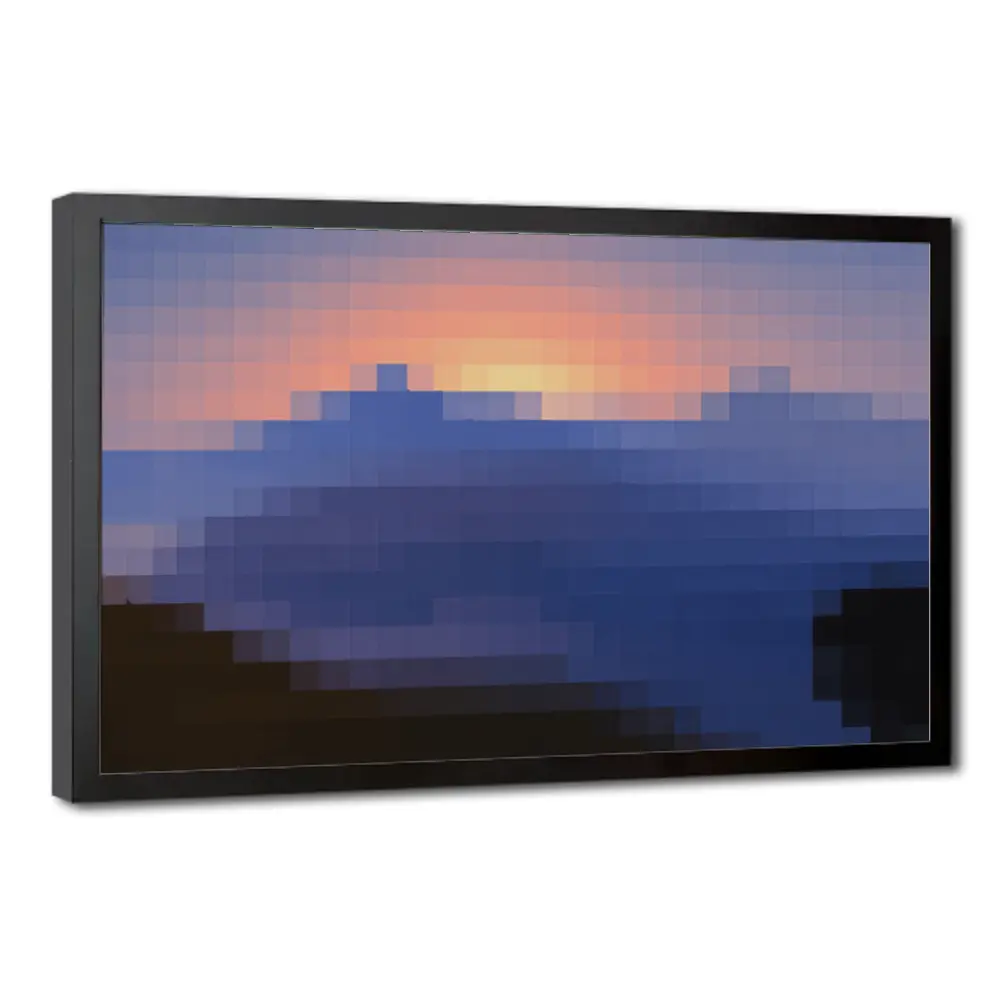 Minecraft Sunset Canvas Wall Art Print, Twilight-Themed Sunset Fandom Decor, 8-Bit Pixel Landscape, Gamer Room Hanging Art, MC Desk Setup Accent, Sunset Wall Art, Gaming Room Decor, Pixel Art Poster, Gamer Gift