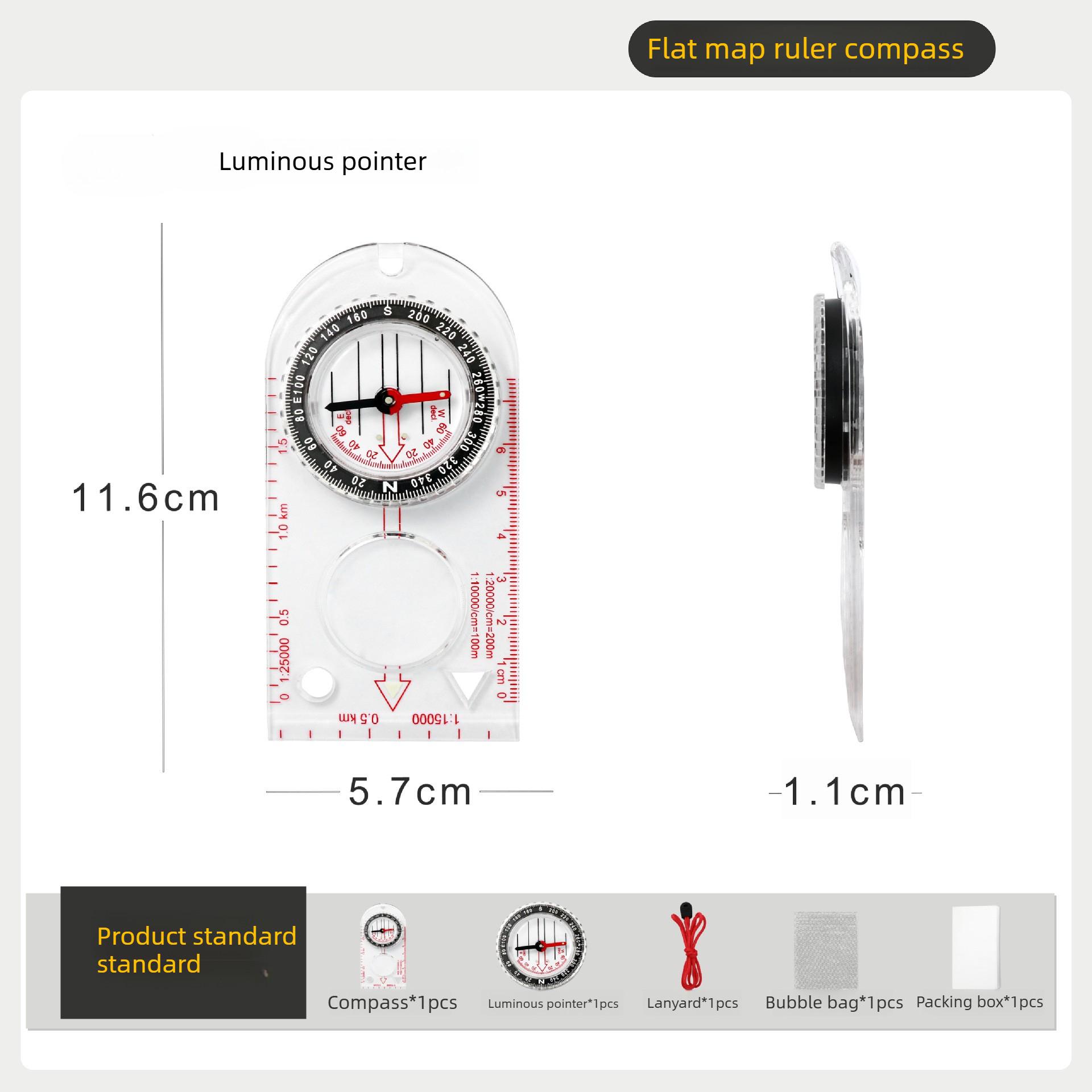 Outdoor compass map ruler student teaching aid compass oriented with magnifying glass scale