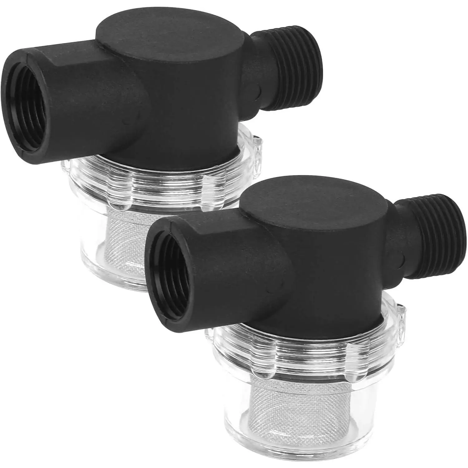 Stainless Steel RV Water Pump Filter 2-Pack, 1/2" NPSM Inlet/Outlet Twist-On Pipe Strainer, Compatible with WFCO Shurflo Pumps for RV Boat Replacements