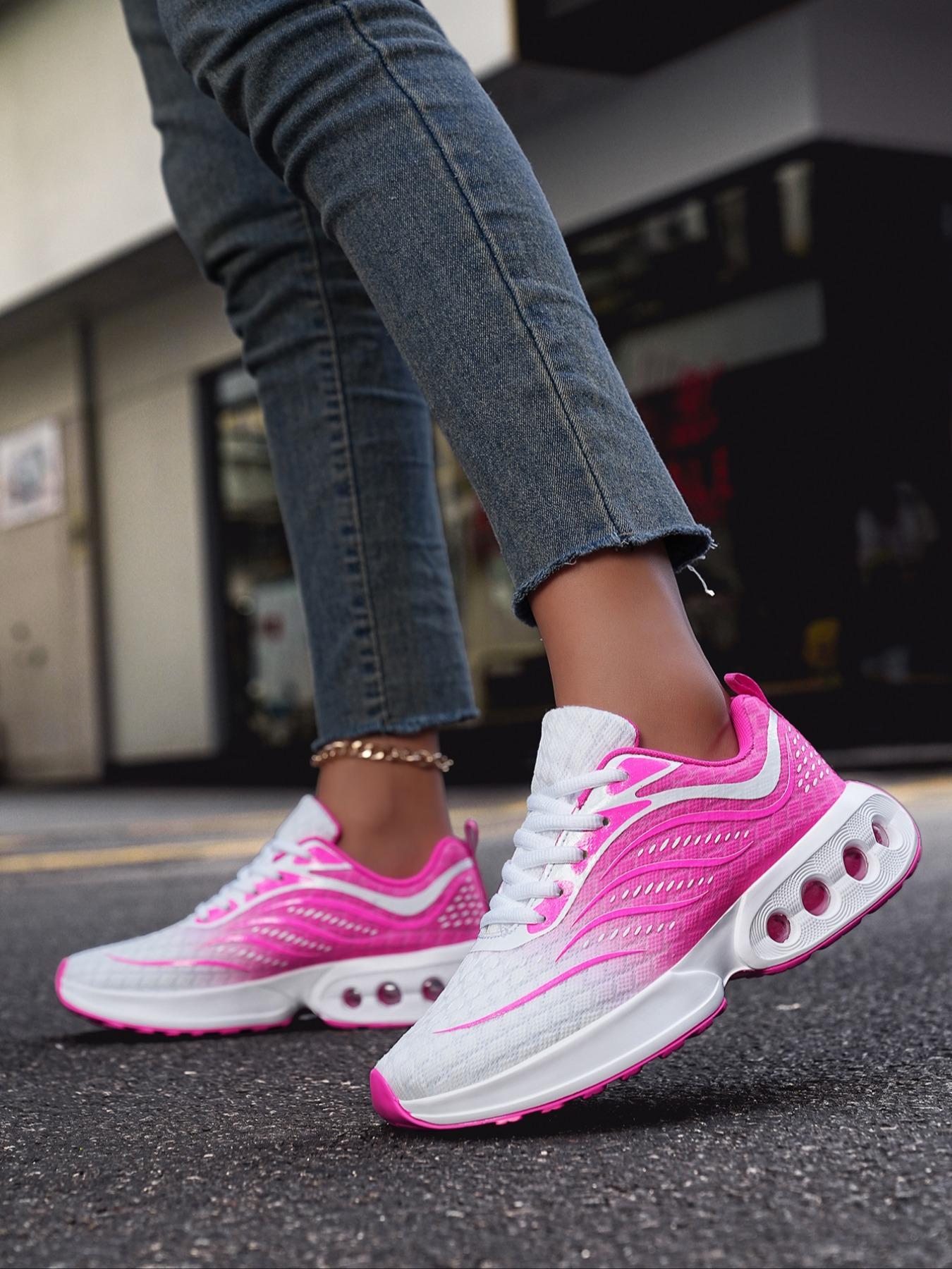 Women's Ombre Print Lace Up Running Shoes, Runner Athletic Shoe, Sporty Running Shoes, Casual Breathable Comfortable Sports Shoes, Female All-match Round Toe Shoes for Daily Wear