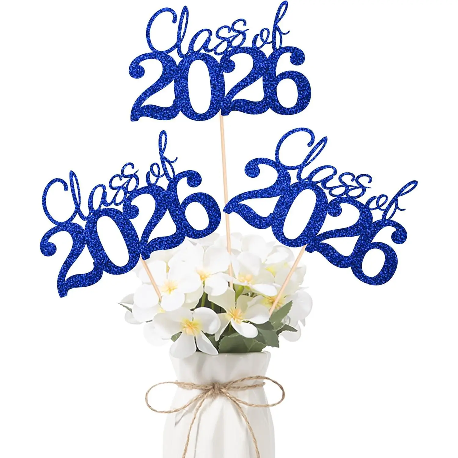 Women's Event Decoration, 10 PCS Blue Graduation Class of 2026 Table Centerpieces & Cake Toppers, Cake Topper Decorations
