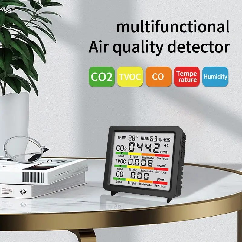Portable Co2 Tvoc Air Quality Monitor, USB Direct Reading Multifunctional Detector, Real-Time Indoor Temperature Humidity Tester