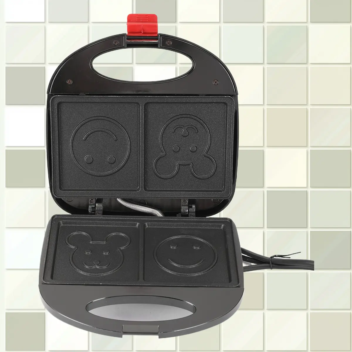 Multifunctional Double-Sided Breakfast Press Waffle Maker & Sandwich Maker with Compact Streamlined Structure, Easy Controls, Heat Resistant for Toast, Pancake & Indoor Barbecue