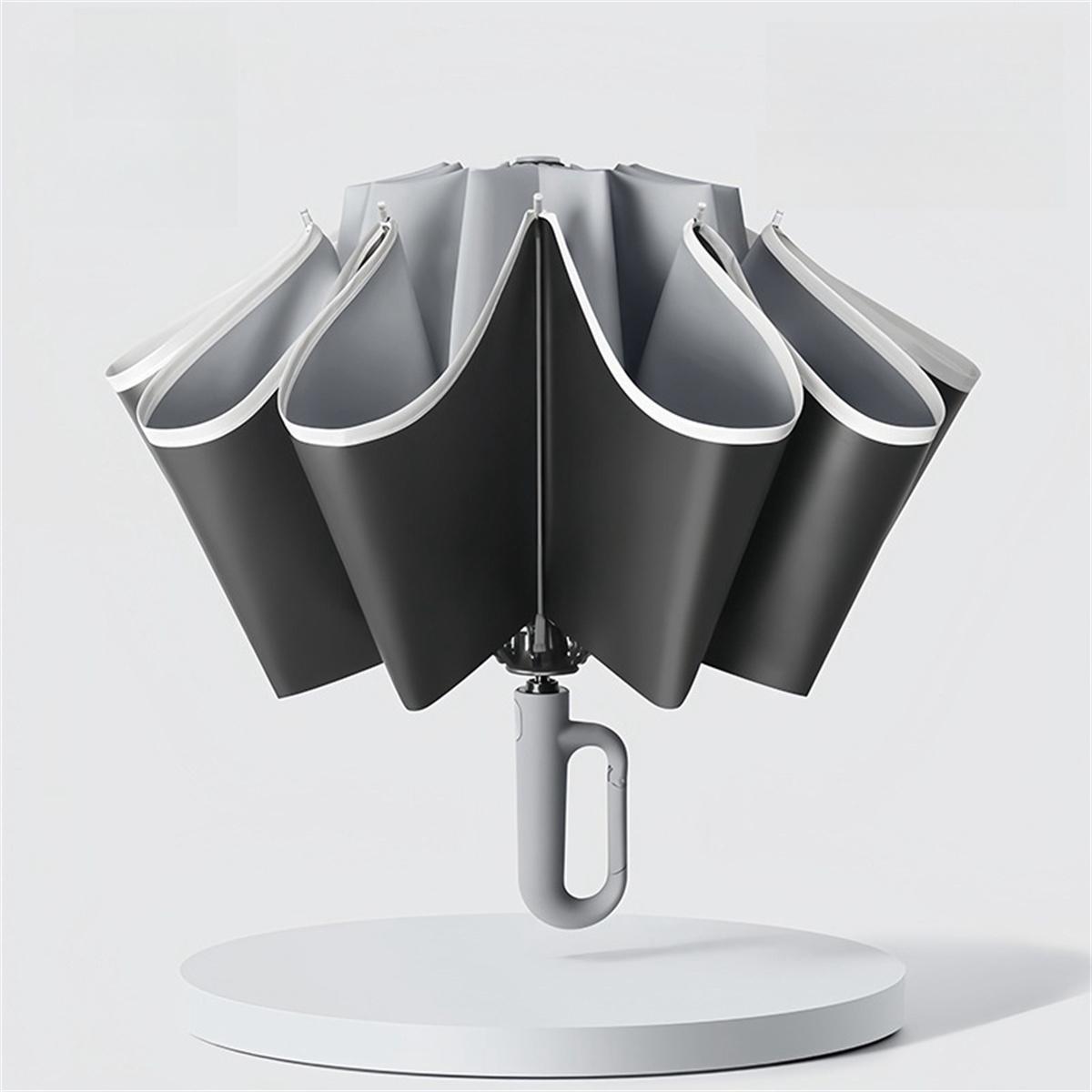 Portable Folding Umbrella, 1 Count 46 Inch Windproof Umbrella with Reflective Strip, Durable 10 Rib Design Umbrella for All Weather, Wind Resistant Umbrella