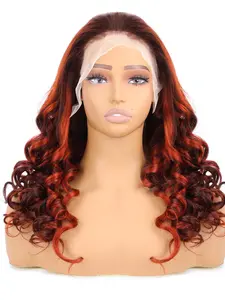 Real Hair Wig Lp-Wig-0910-Ec-P4/350, Loose Deep Waves, Base Ginger Highlight, 13x4 High Definition Lace Front, Single Pack