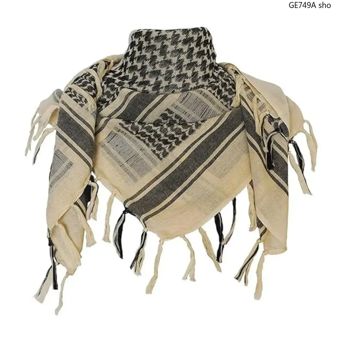 Tactical Shemagh Scarf for Men, 100% Cotton Military Keffiyeh Head Wrap, Large 43x43in Breathable Turban with Unique Tie Guide, Heavy Duty Outdoor Desert Arab Face Mask, Adult Accessories Gift