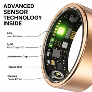 Health Tracker Ring, Rose Gold Titanium Finish & Built-In Wellness Sensor Array, Sizes 7-12, For Men Women Step Counting Sleep Analysis & On-The-Go Active Use, Discreet No-Bulge Design iOS Android App Sync Waterproof Comfortable Fit