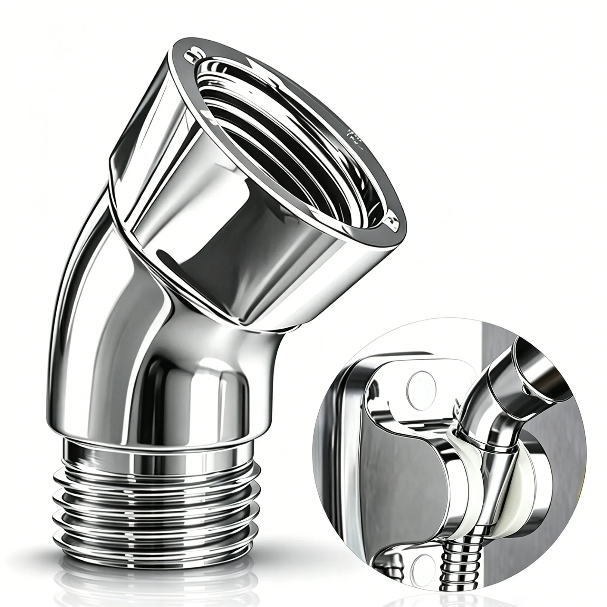 Shower Head Angle Converter, 1/2 Inch Universal Rotating Connector, Easy Installation, Compatible with All Standard Shower Heads