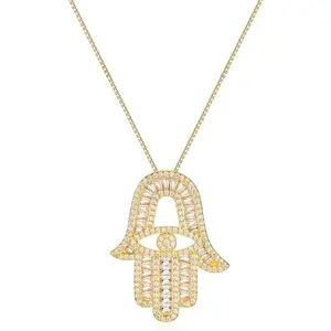 Evil Eye Hamsa Necklace for Women Hamsa Hand Necklace Good Luck Charm Fatima 14k Gold Hamsa Hand Pendan