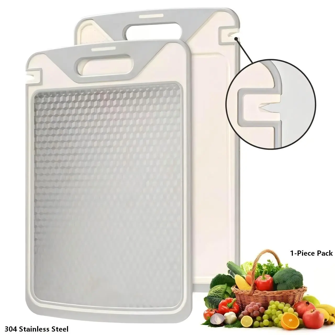 2-In-1 Stainless Steel & Non-Toxic PP Cutting Board, Durable Kitchen Chopping Board, Dual-Sided Food Separation, Easy Clean, Ideal Gift