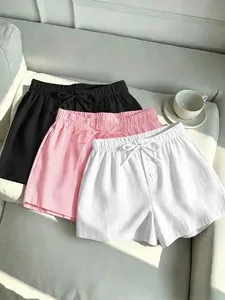 3-Pack Women's Solid Pull On Casual Summer Short, Urban Daily Streetwear, Airy Soft Material, Easy Pair with Tank Tops & Tees, Perfect for Outdoor Picnic, Shopping & Vacation Holiday Outfits
