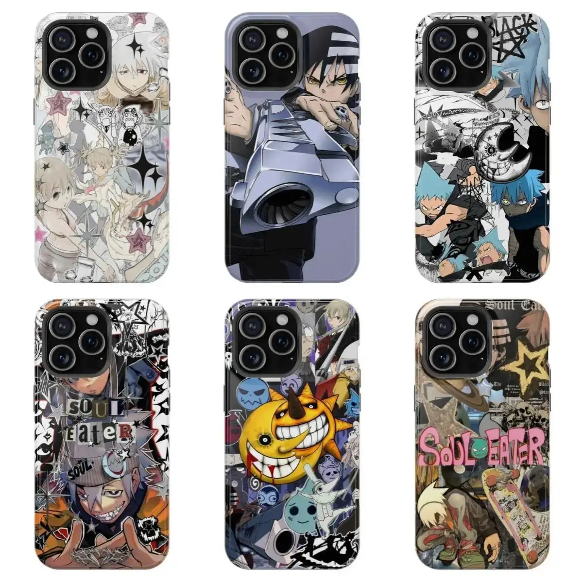 Edgy S0ul Eater Aesthetic Phone Case, Y2K Anime Collage Protective CaseSuitable for iPhone 17-11 Pro Max/Plus and  Samsung Galaxy S23-25