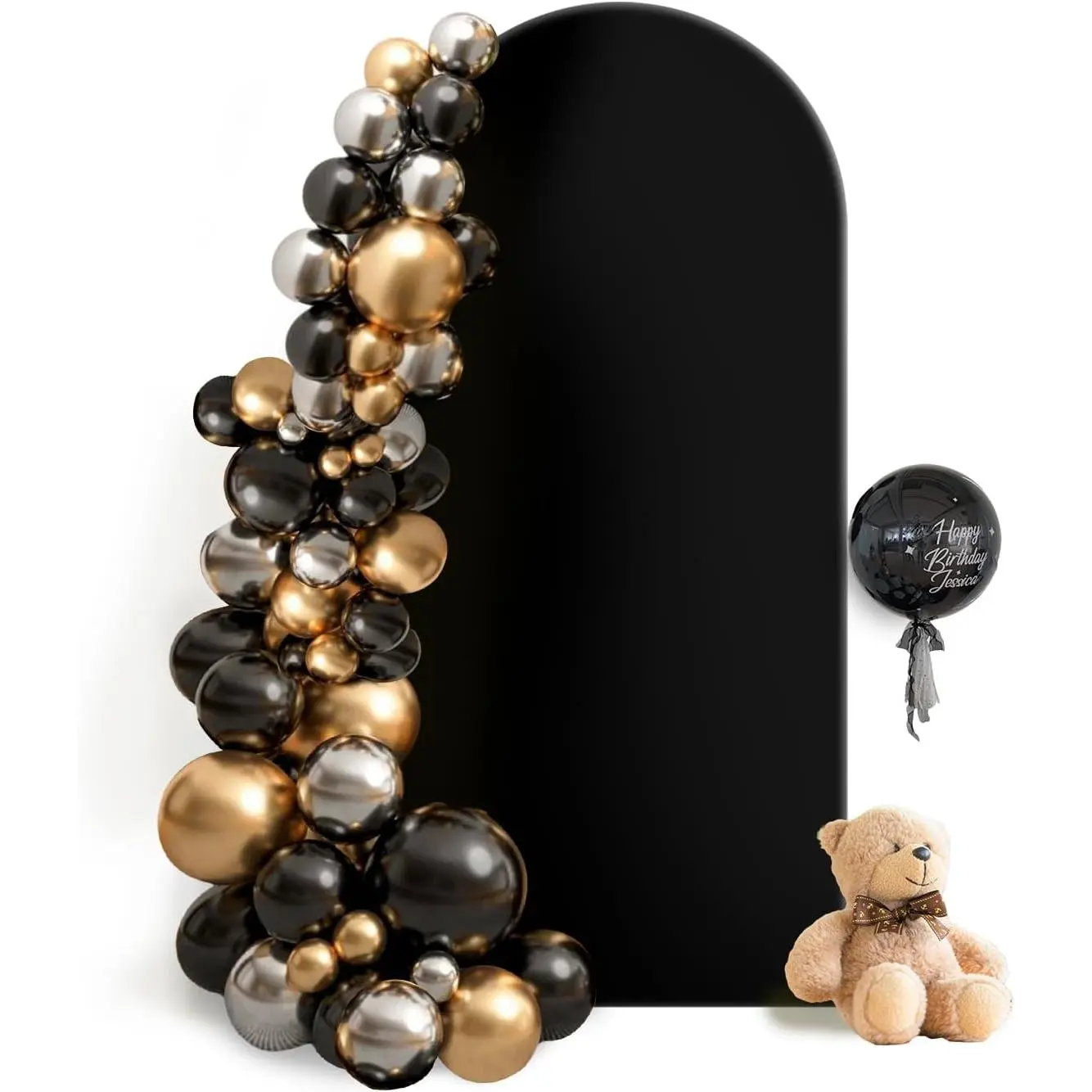 Stretchy Arch Backdrop Cover, Black, 6ft | Double-Sided,  360° Decor, Spandex, for Birthday,  Shower Party, Banquet,  for Balloon