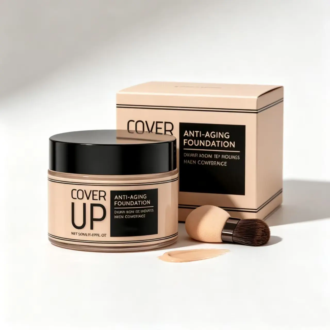 Light Matte Long-Wear Foundation with Jojoba Oil & Olive Moisturizing Serum - Buildable Coverage, No Caking, Hydrating, Brightening, Lightweight, SPF 50, Water-Resistant, Faux Skin Tint, Concealer Function, 1 Size, for Daily Wear & Natural Makeup Look