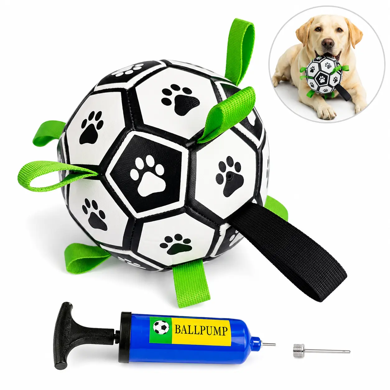 Approx 7.48 Inches Inflatable Dog Soccer Ball, Indestructible Squeaky Outdoor Chew Toy, Durable Teething Training Ball for Interactive Play, Specially Designed for Border Collies, Labradors & Corgis, Perfect Dog Birthday Gift Pet Supplies
