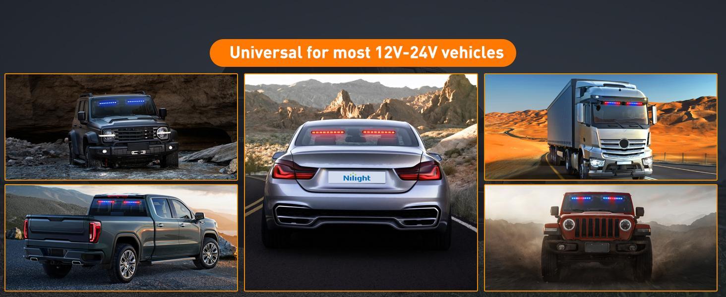 Nilight 162 LED Traffic Advisor Strobe Light Bar 2-in-1 Red Blue  Warning Hazard Lights with Controller 4 Switchable Color 36 Flash Pattern for Trucks Cars Tow Plow Construction Vehicles