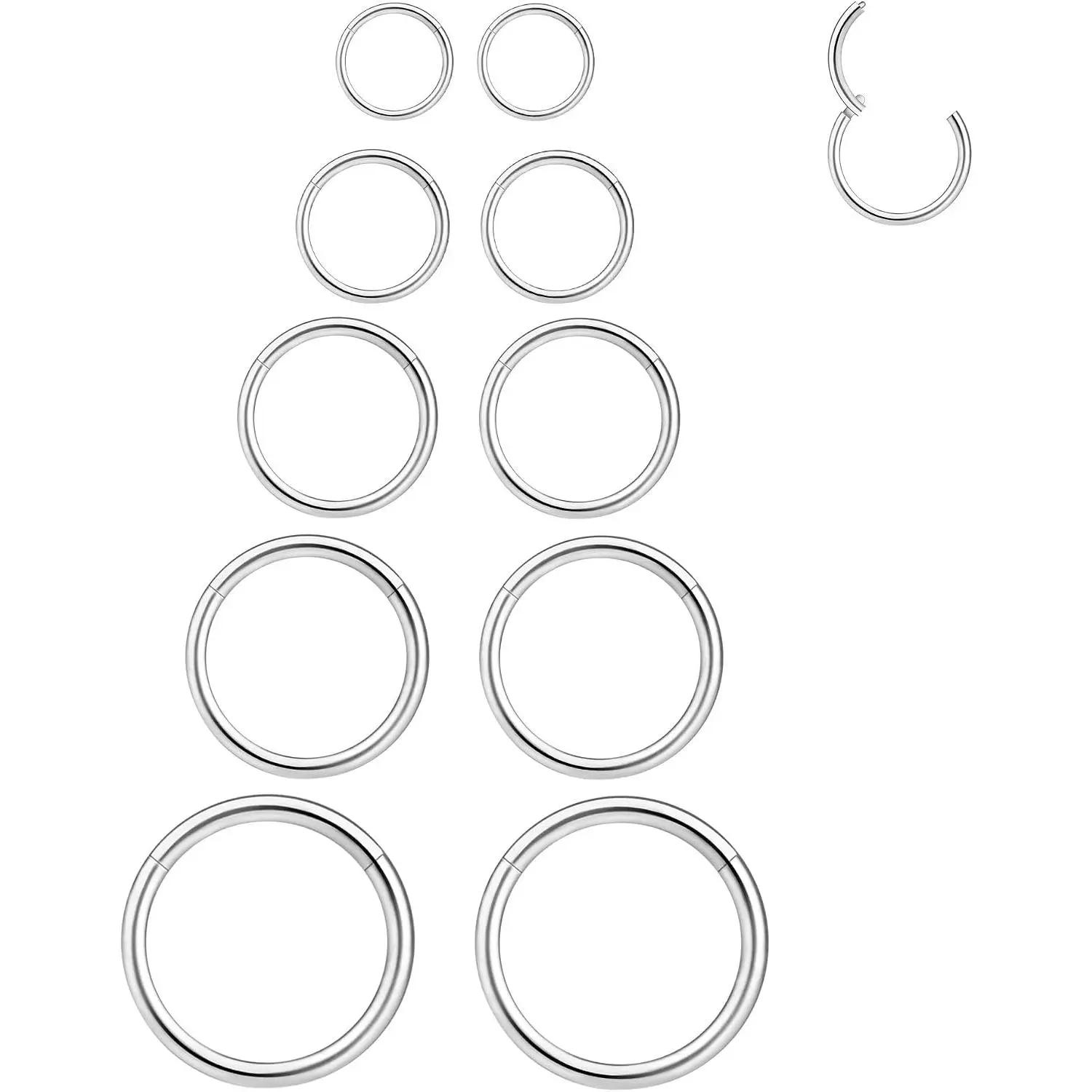 16G 6MM 7MM 8MM 9MM 10MM Hinged Clicker Septum Rings 16G Nose Hoop Tragus Helix Cartilage Hoop Earrings
