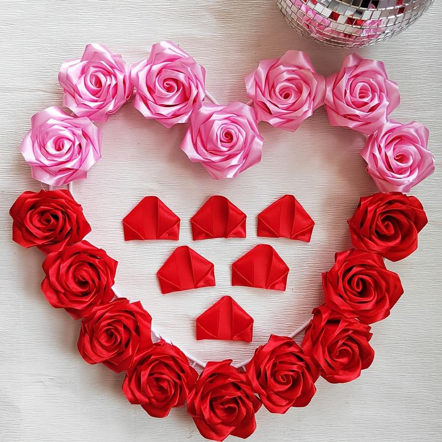 Handcrafted Ribbon Rose Petals – DIY "Eternal Rose" Petals (Set of 100). Handmade, Semi-Finished Ribbon Petals (Randomly Selected: Two Different Techniques-Die-Cut or Hot-Stamped). A Perfect Gift for Mother's Day.