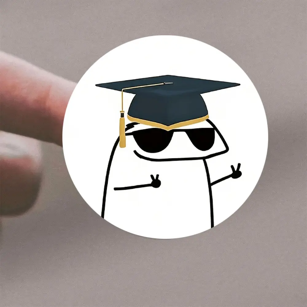 72 Cartoon Graduation Hat Stickers with Fashion Glasses Design, Perfect for Grad Party, Gift Box, Envelope, Boutique, Ideal Classmate Gift