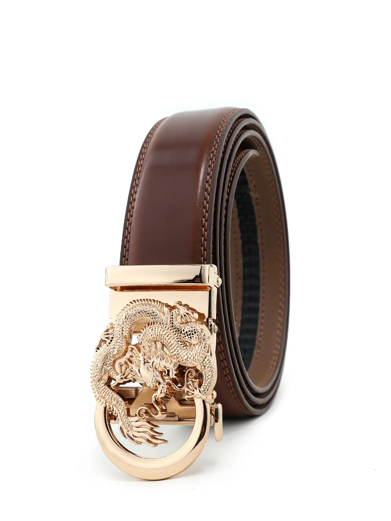 New Fashion Men's Automatic Buckle Belt, High-End Business Formal Belt, Casual All-Season Leather Belt, Durable Plain Design