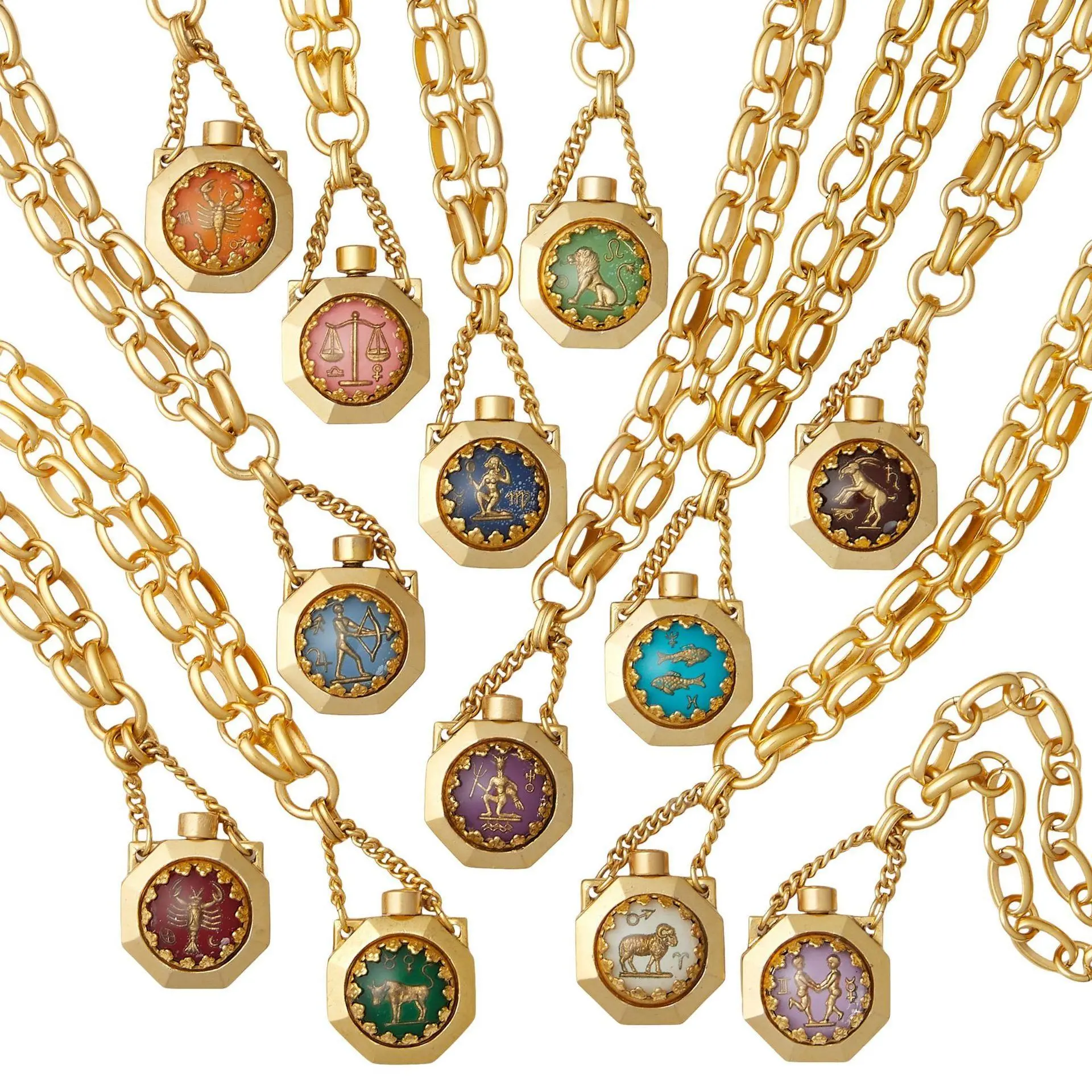 vibecharm 12 Constellations Gold Dainty Zodiac Wishing Bottle Necklace - Includes Pendant, Geometric Letter, Retro Ethnic Personalized Jewelry Gifts, Daily Wear for Her Birthday summervibes, Necklace Set, Personalized Statement Necklace,