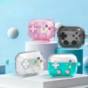 Cute Game Controller Print AirPods Protective Case Clear Soft Silicone Earbud Cover Shockproof Anti Scratch Lightweight Durable Gaming Themed Shell Daily Commute Outdoor Travel Stylish Earphone Accessory summeressentials