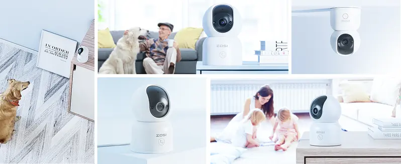 ZOSI C518 3MP 2K Indoor Pan-Tilt Smart Home Security Camera - Corded Power, Plug-and-Play, 2.4G/5G Dual-Band Wi-Fi, Phone App Control, Night Vision, Person Detection, 2-Way Audio, Cloud & Local Storage, 2-Year Guarantee