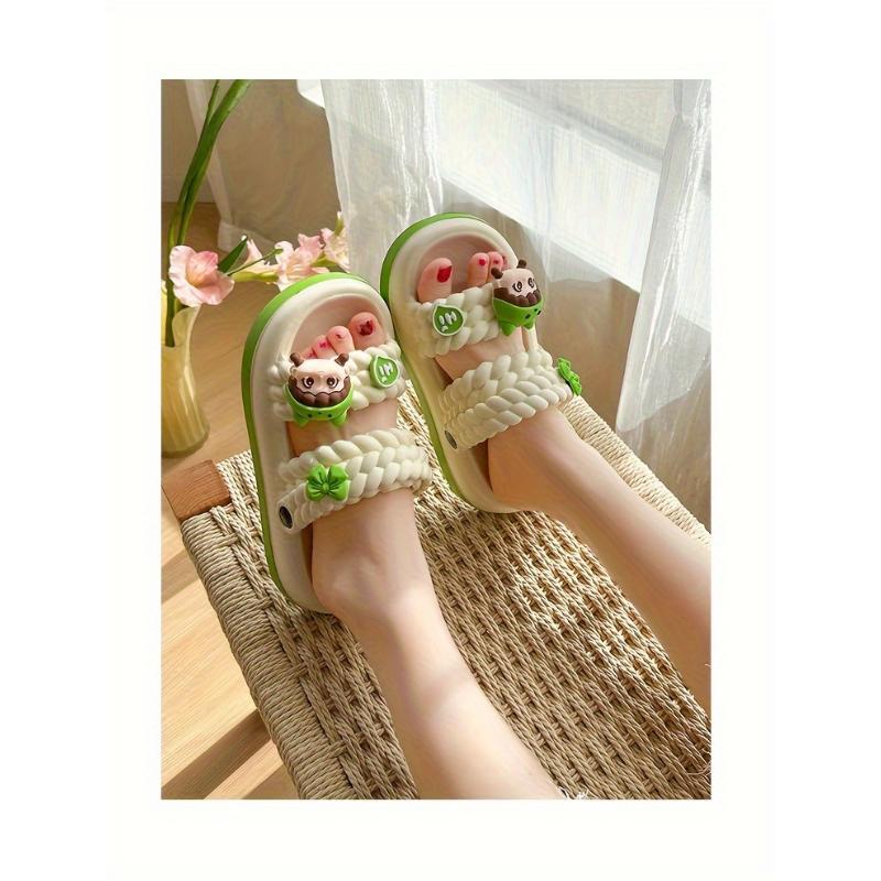 (New)Women's Slide Sandals With Cute Cartoon Design, Soft Sole Summer Open Toe Shoes, Indoor & Outdoor EVA Slides