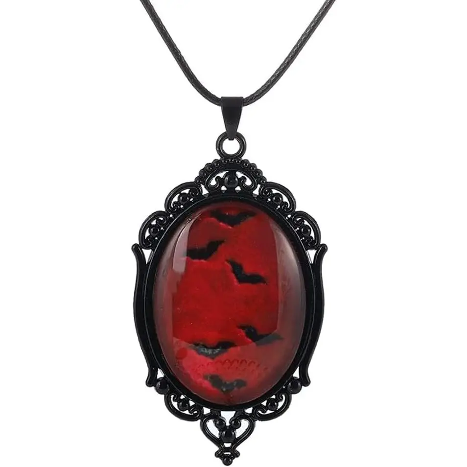 Gothic Vampire Bat Cameo Necklace -   Bat Cabochon Pendant Choker - Mystic    for Women