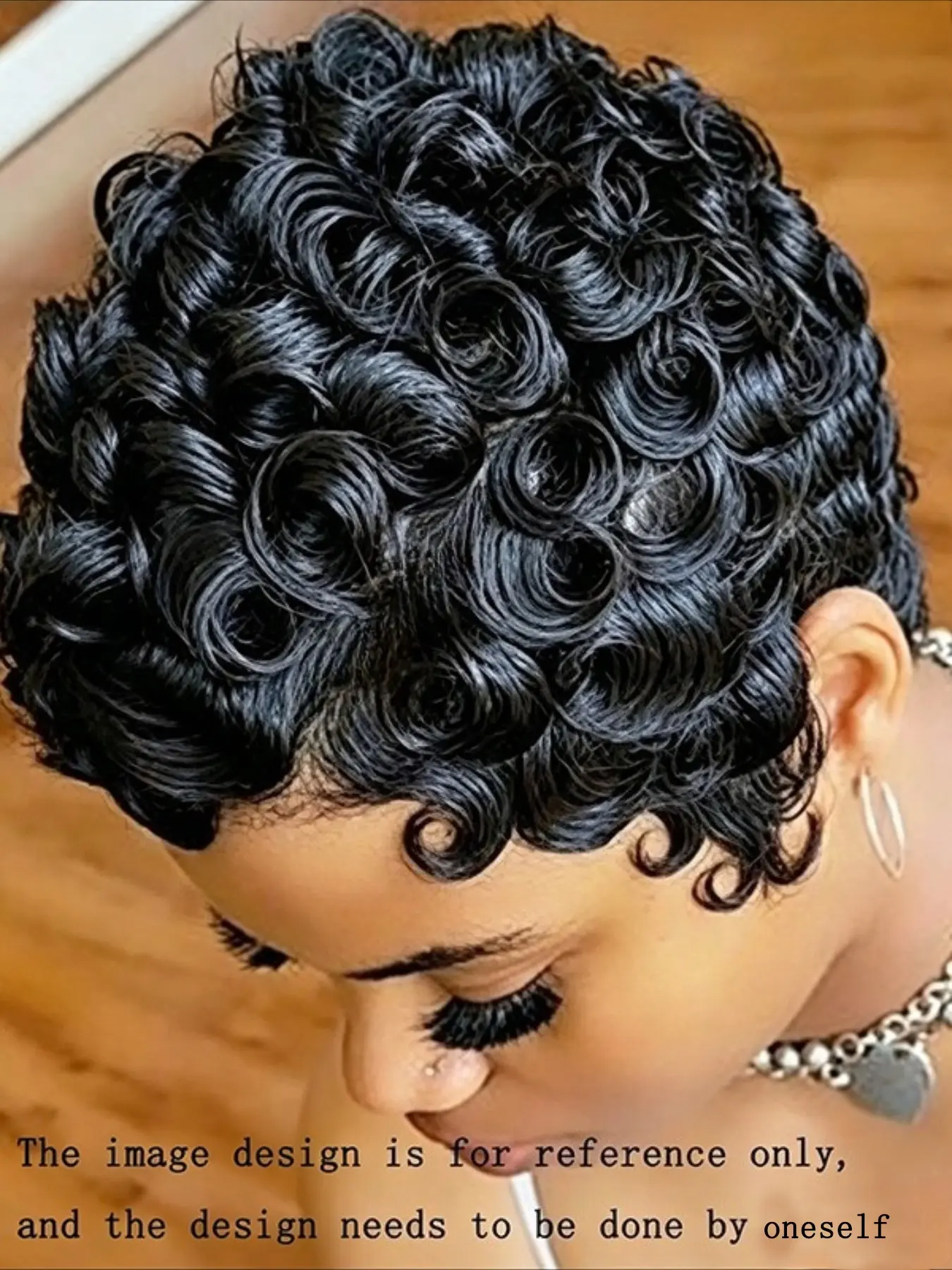 Curly Wave Wig Pixie Cut Wig for Women Halloween Wig Full Machine Made Wig 150% Density 6 Inch