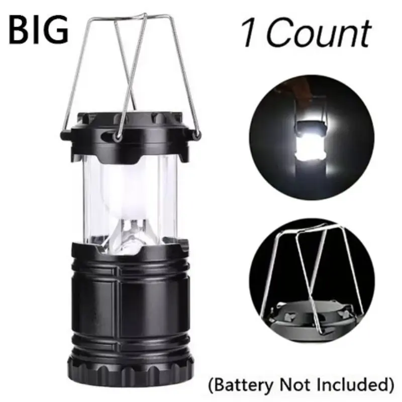 Portable Camping Lantern, Foldable and Adjustable Design, Durable Plastic Material, Ideal for Outdoor Activities, Emergency Use Included