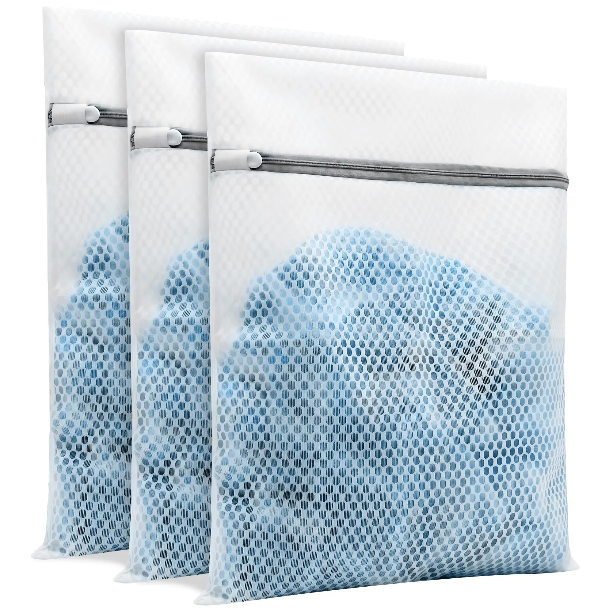 3 Pcs Laundry Bags Mesh Wash Bags, With Strong Zipper, Durable Washing Machine Bags for Lingerie, Bras, Socks, Clothes & Travel Organization, 12 x 16 inches, Laundry Accessory, Home Goods, Garment Bag for Washing Machine