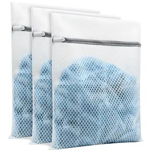 3 Pcs Laundry Bags Mesh Wash Bags, With Strong Zipper, Durable Washing Machine Bags for Lingerie, Bras, Socks, Clothes & Travel Organization, 12 x 16 inches, Laundry Accessory, Home Goods