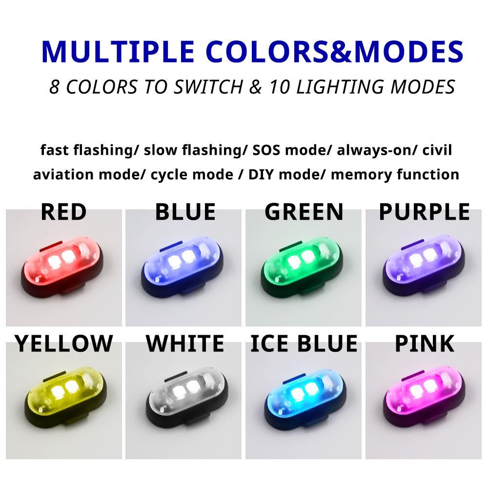 RGB LED Strobe Light, Multiple Flashing Modes, Wireless Remote Control Night Warning Light, USB Rechargeable Waterproof LED Lights for Car, Motorcycle, Bike, Camping, Interior Decor Lamps, Exterior Accessories Glow Kit Mods Decoration Lighting