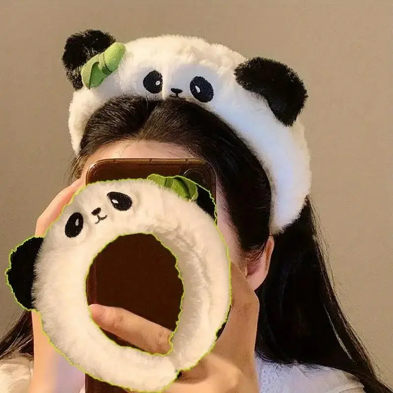 Cute Cartoon Panda Hairband for Women, Soft Polyester Headband, Daily Accessory, Christmas Mother's Day Valentine's Gift, Party Decor