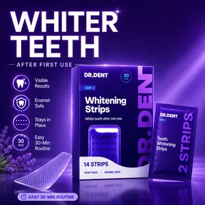DRDENT Purple Whitening Strips - 14/42 strips - Non-sensitive whitening for teeth - Safe for tooth enamel - No peroxides