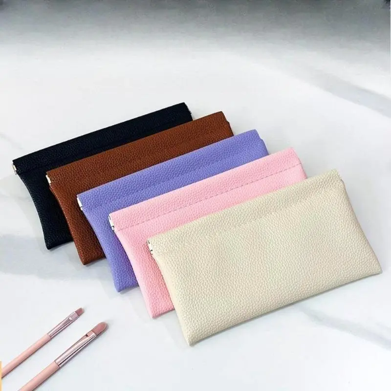 Unisex Lychee Grain Coin Purse, High-Capacity Polyester Mini Clutch with Snap Button Closure for Business & Travel, Business Casual, Mini Wallet, Coin Holder/Purse, Travel-Ready, Clutch Bag, Black Purse, Dark Gray