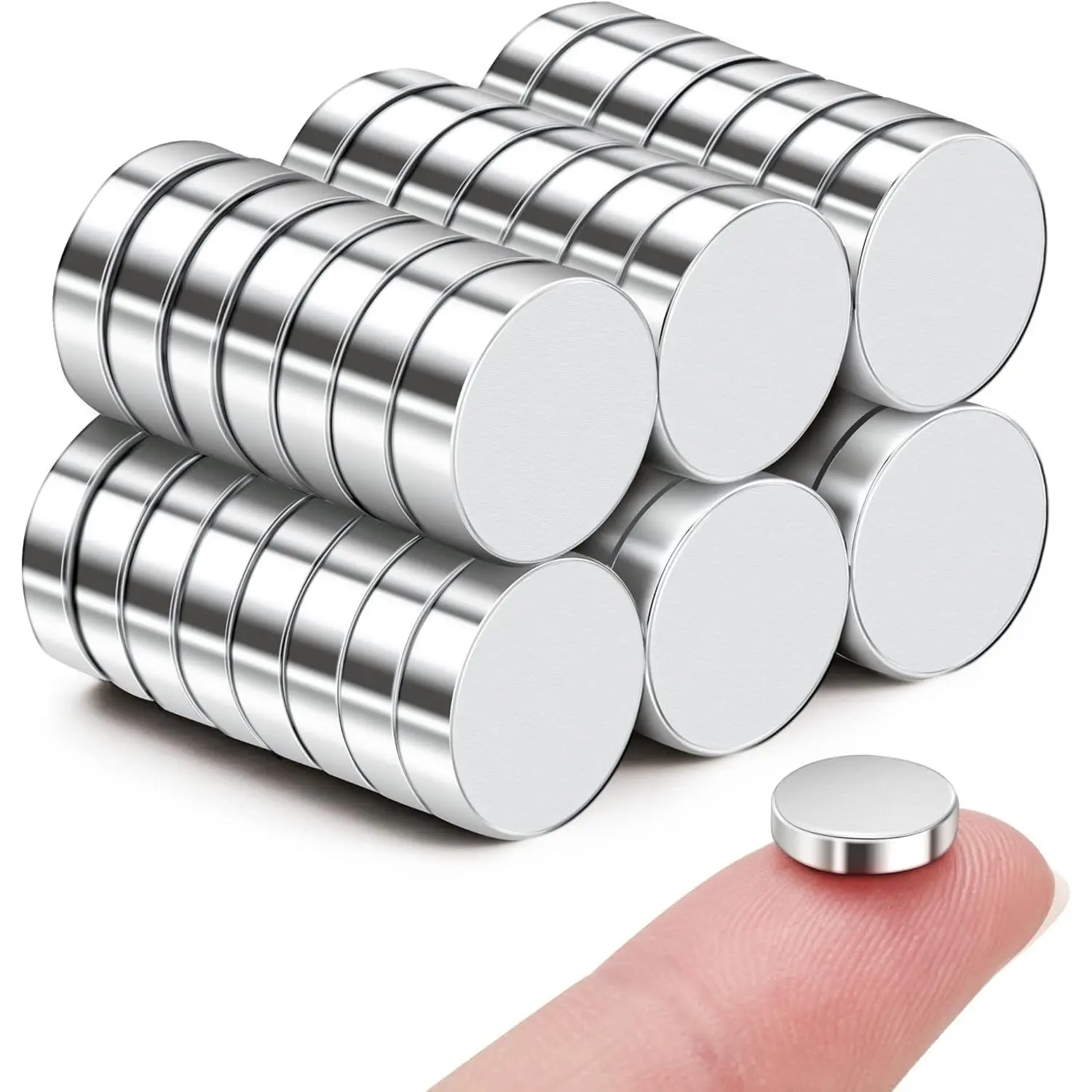 45 Pcs Silver Refrigerator Magnets, 10x2.6mm Small Round Premium Neodymium Fridge Magnets, Multi-Use for Whiteboard, Billboard, Home, Kitchen, Office & School