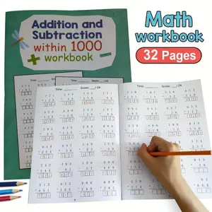 Math Workbook for Kids, 32 Pages Addition Subtraction Practice, Ideal for Early Math Skills Development, Children Education Activity