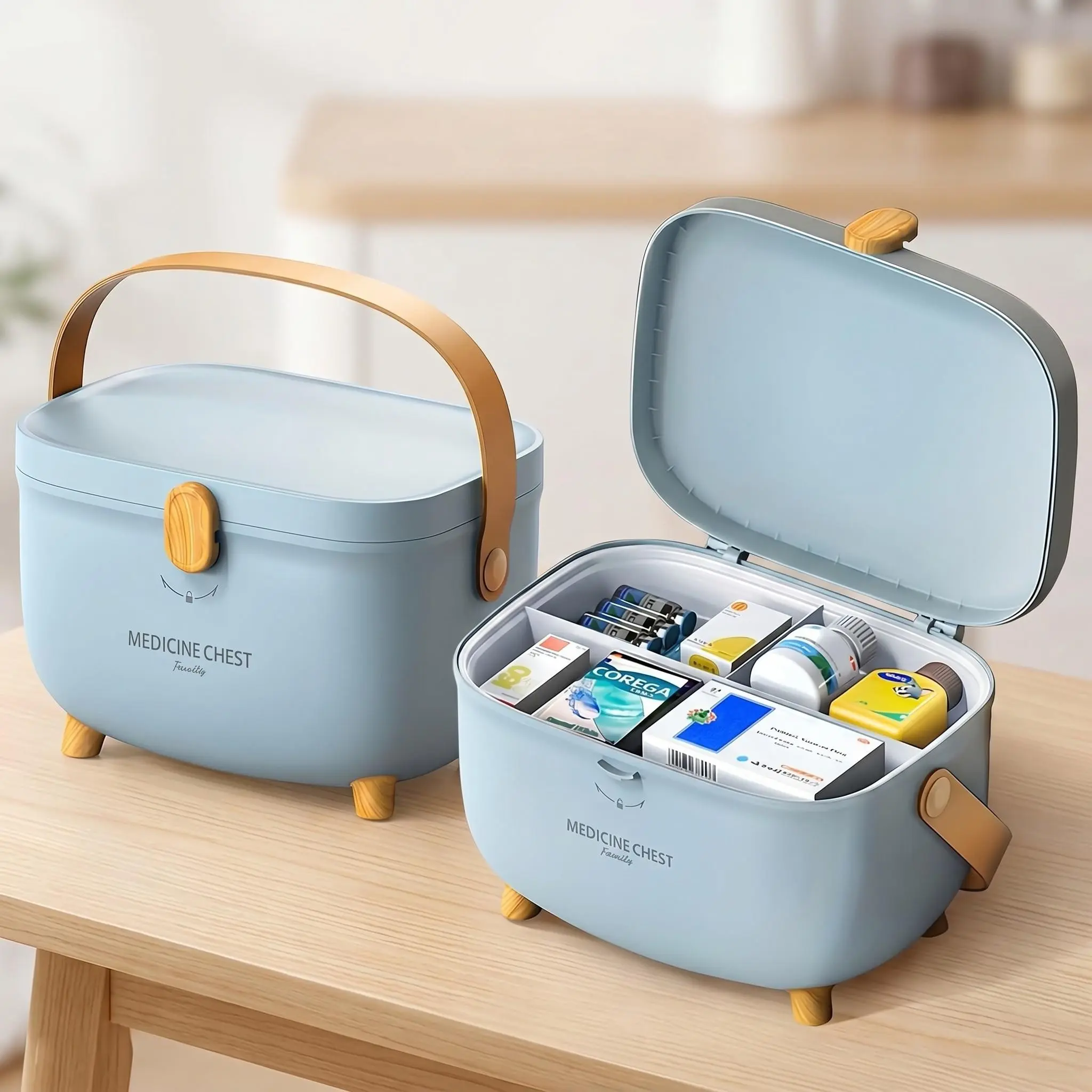 Large Capacity Medicine Storage Box, dustproof organizer with spacious compartments for medications vitamins and healthcare essentials, home storage solution for first aid supplies and daily medical organization