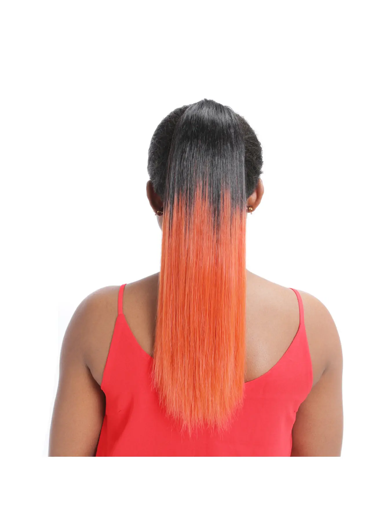 Lightweight Breathable Medium Length Gradient Straight Hair Extension Ponytail Clip for Women Comfortable Daily Wear Stylish Street Fashion Casual Look with Bold Personality