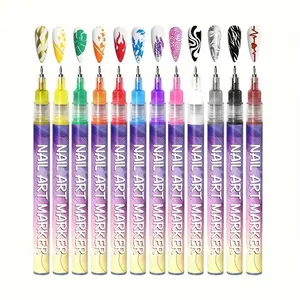 Nail Art Doodle Pens Set, Includes 12 Colors Nail Polish, Fast Dry Precision 3D Painting Brushes, DIY Home Salon Use, Perfect Gift
