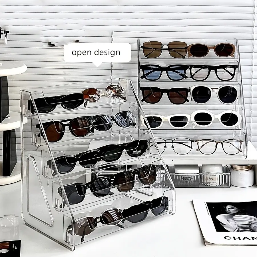 Five-Tier Sunglasses Display Rack, Large Capacity Multi-Layer Sun Glasses Shelf, Desktop Organizer for Eyewear Storage