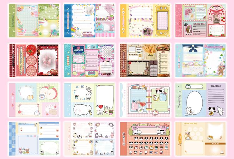 Kawaii Stickers 72sheets/pack Cute cartoon style Mixed materials Multipurpose scrapbook DIY decorative collage