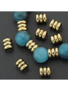 60pcs Gold-plated three-layer threaded spacer beads, about 6mm, zinc alloy pierced loose spacer beads, decorative beads for DIY beading. Perfect for making necklaces, earrings, bracelets, keychains, bag charms, and other jewelry accessories. Great for DIY