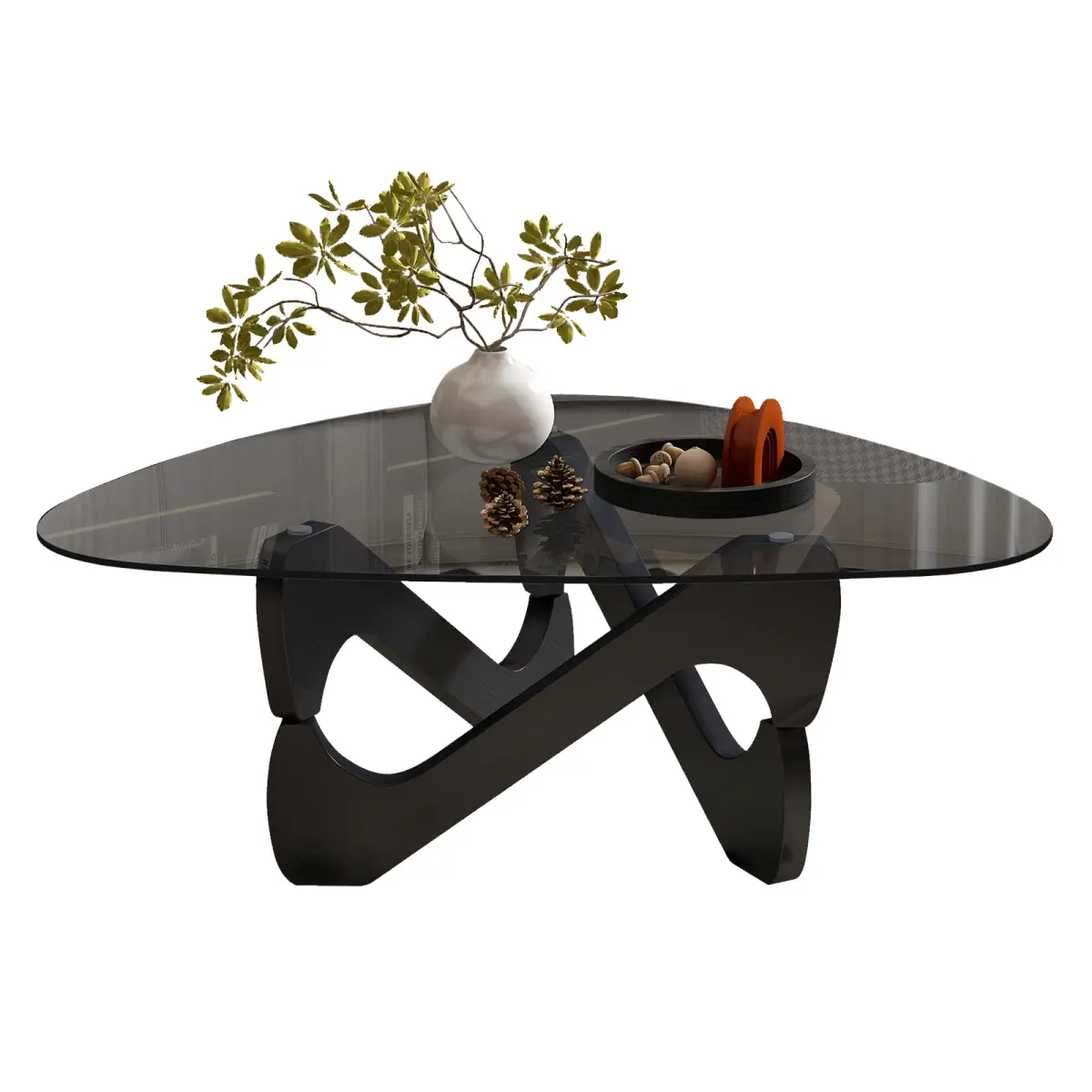 Modern Glass Coffee Table, Center Table for Living Room,32.3" x 23" x 14" Mid Century Modern Coffee Table, Sleek Coffee Tables, Suitable for Bedroom Living Room Reception Office Tables, Black