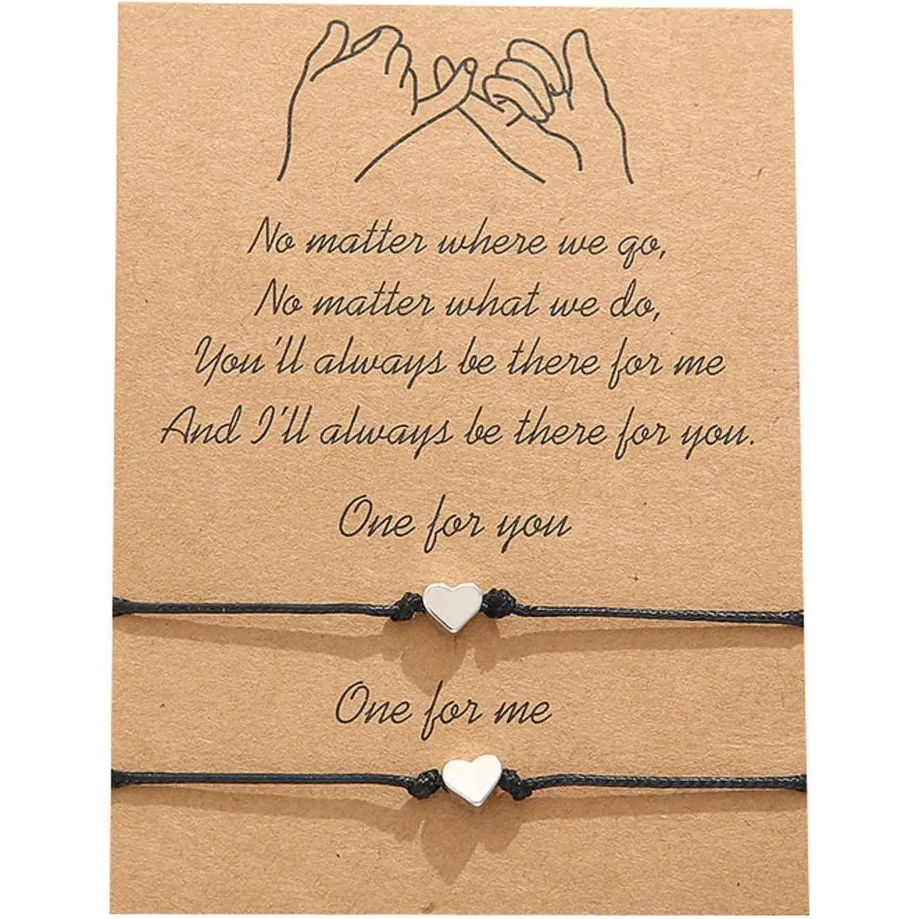 2 count/set Pinky Promise Long Distance Matching Bracelets Love Heart Adjustable for Couples   Couple Friendship Relationship Boyfriend Girlfriend Family