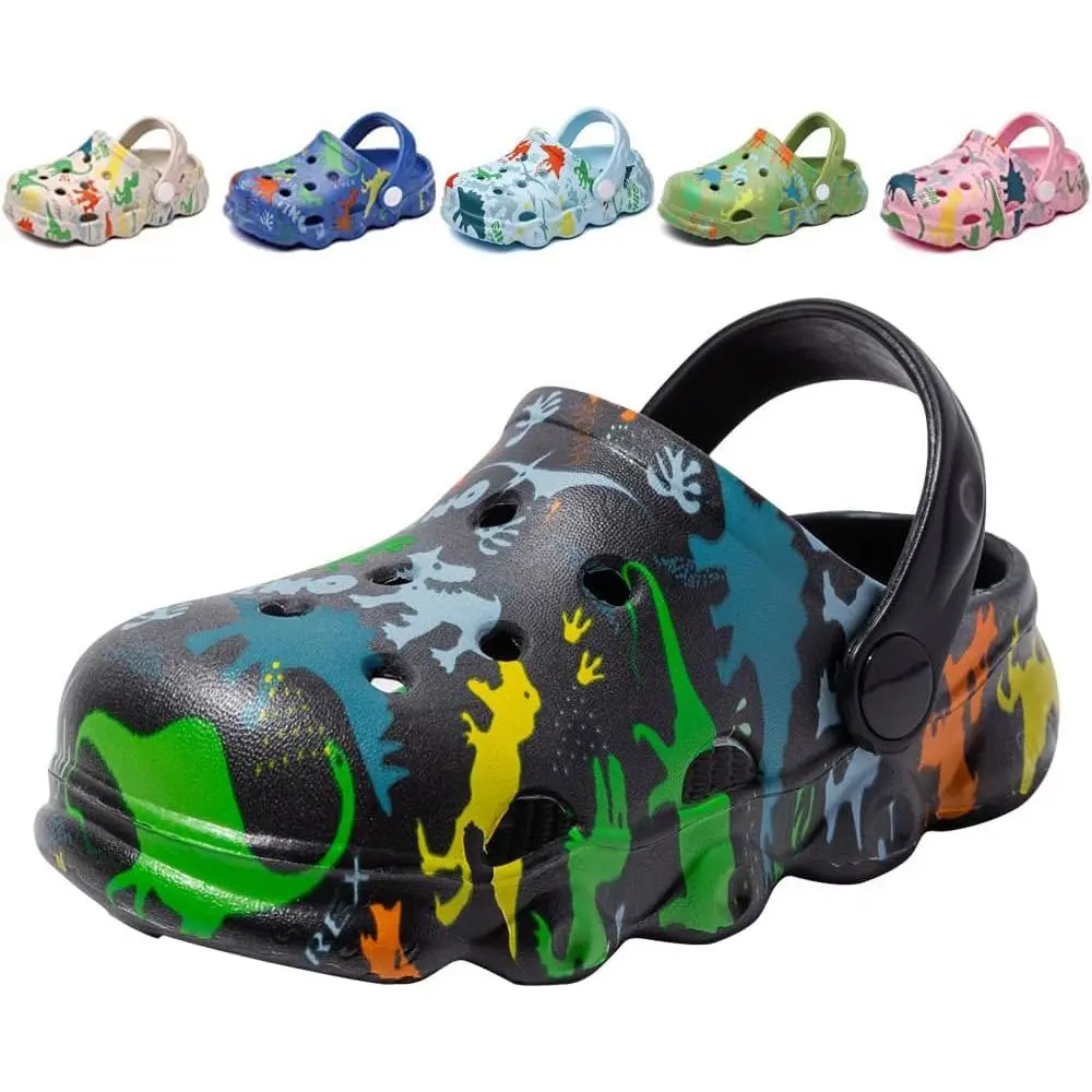Boys Girls Toddler Dinosaur Slip on Slide Garden Shoes Cartoon Beach Pool Kids Clog Sandals Slippers Water Clogs