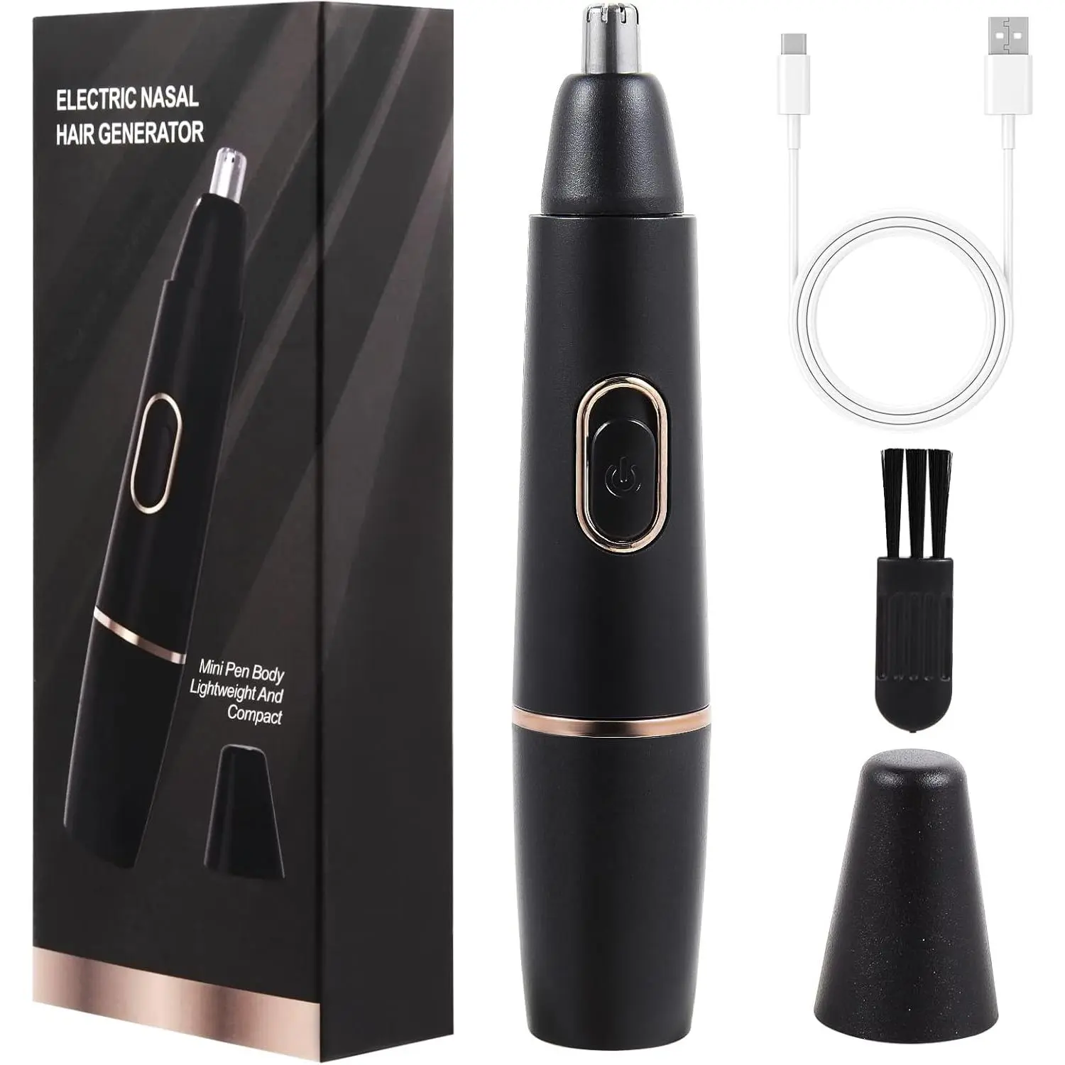 Ear and Nose Hair Trimmer for Men, Electric Cordless Men Rechargeable Nose-Hair Trimmer, 360 Rotating Dual-Blade Waterproof Nose Clippers, Dad & Men's Gifts for Him, Black