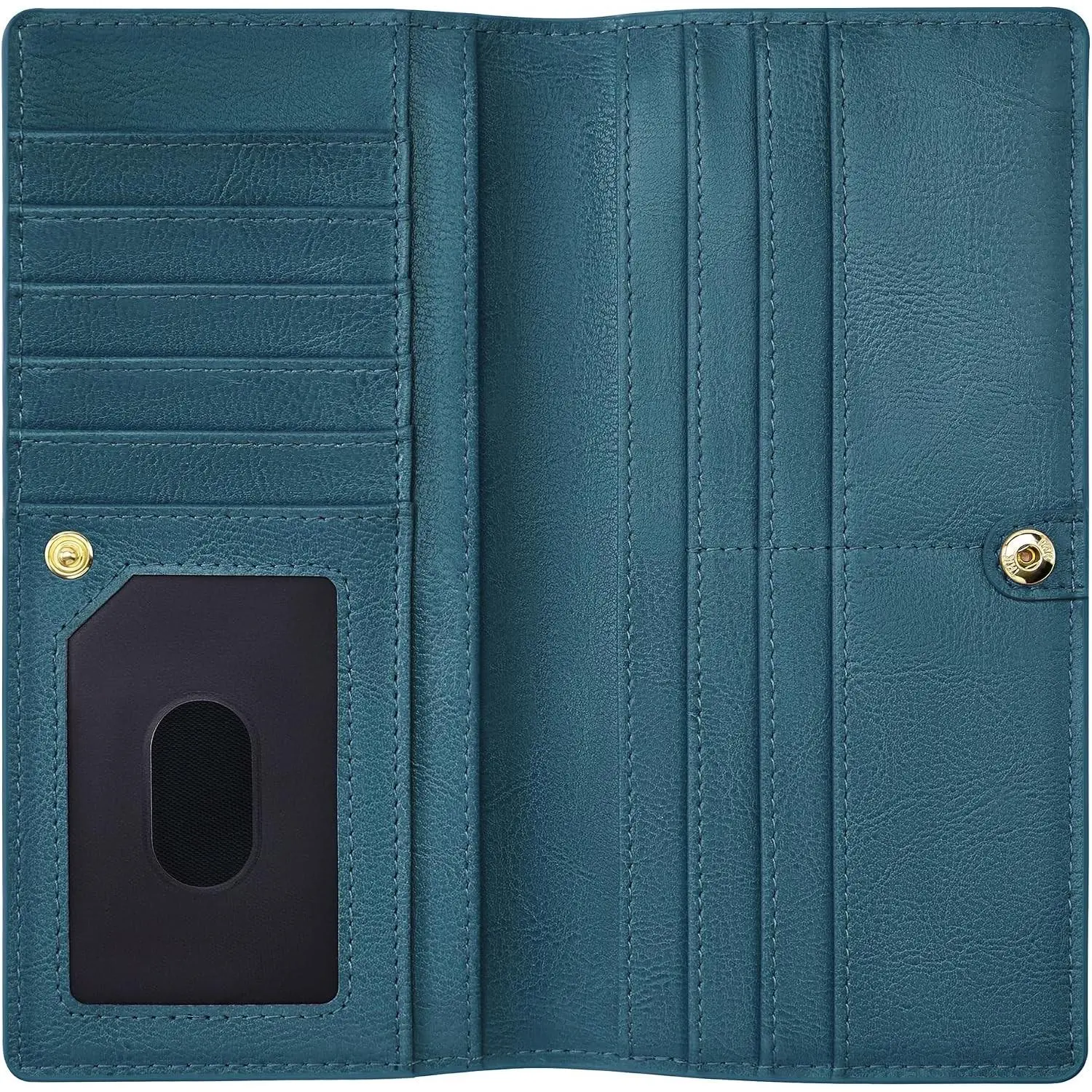 Women's Slim Minimalist Faux Leather RFID Blocking Credit Card Holder, Thin Ladies' Wallet with Zippered Pocket, Satin Teal